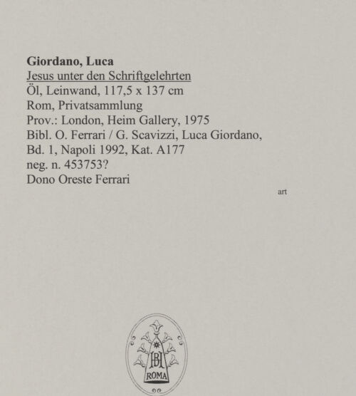 Rückseite von Patrimonio Nacional, Madrid [https://www.deutsche-digitale-bibliothek.de/content/lizenzen/rv-ez/] Jesus unter den Schriftgelehrten - , bh579628_recto. Foto.