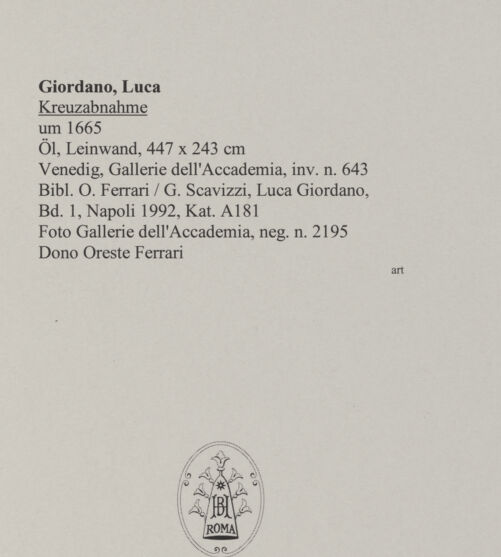 Rückseite von Gallerie dell'Accademia [https://www.deutsche-digitale-bibliothek.de/content/lizenzen/rv-ez/] Kreuzabnahme - , bh579634_recto. Foto.