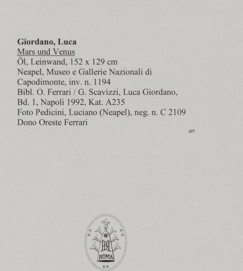 Rückseite von Pedicini, Luciano [https://www.deutsche-digitale-bibliothek.de/content/lizenzen/rv-ez/] Mars und Venus - , bh579681_recto. Foto.