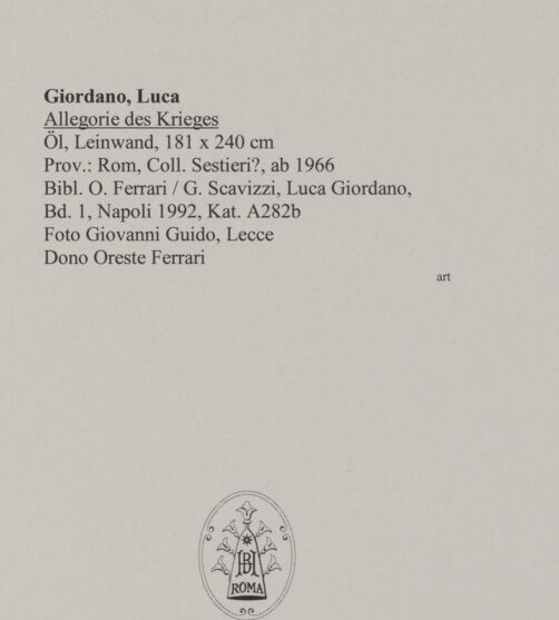 Rückseite von Guido, Giovanni, Lecce [https://www.deutsche-digitale-bibliothek.de/content/lizenzen/rv-ez/] Allegorie des Krieges - , bh579728_recto. Foto.