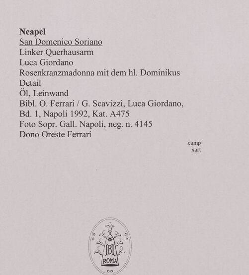 Rückseite von Sopr. BAS NA [https://www.deutsche-digitale-bibliothek.de/content/lizenzen/rv-ez/] Rosenkranzmadonna: Maria überreicht dem heiligen Dominikus einen Rosenkranz - Detail, bh579760_recto. Foto.