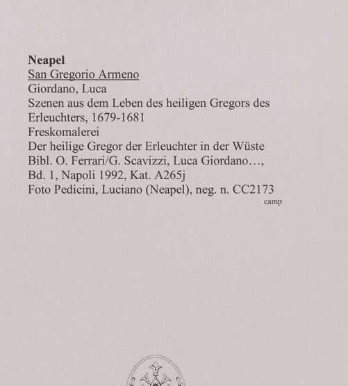 Rückseite von Pedicini, Luciano [https://www.deutsche-digitale-bibliothek.de/content/lizenzen/rv-ez/] Szenen aus dem Leben des heiligen Gregor des ErleuchtersDer heilige Gregor der Erleuchter in der Wüste - Gesamtansicht, bh581489_recto. Foto: Pedicini, Luciano.