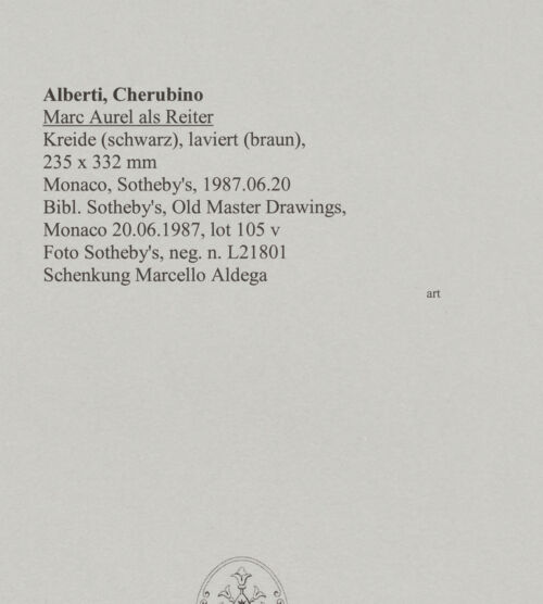 Rückseite von Sotheby's [https://www.deutsche-digitale-bibliothek.de/content/lizenzen/rv-ez/] Marc Aurel als Reiter - , bh581661_recto. Foto.