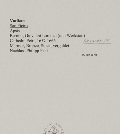 Rückseite von unbekannt [https://www.deutsche-digitale-bibliothek.de/content/lizenzen/rv-fz/] Cathedra Petri - , bh582686_recto. Foto.