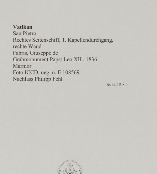 Rückseite von ICCD [https://www.deutsche-digitale-bibliothek.de/content/lizenzen/rv-ez/] Grabmonument Papst Leo XII. - , bh582927_recto. Foto.
