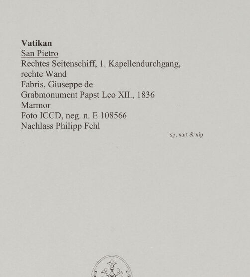 Rückseite von ICCD [https://www.deutsche-digitale-bibliothek.de/content/lizenzen/rv-ez/] Grabmonument Papst Leo XII. - , bh582928_recto. Foto.