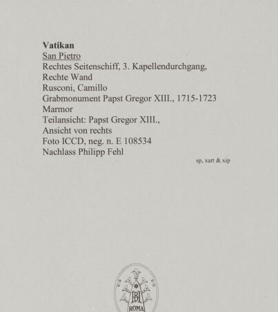 Rückseite von ICCD [https://www.deutsche-digitale-bibliothek.de/content/lizenzen/rv-ez/] Grabmonument Papst Gregor XIII. - Papst Gregor XIII., Ansicht von rechts, bh583134_recto. Foto.