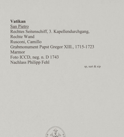 Rückseite von ICCD [https://www.deutsche-digitale-bibliothek.de/content/lizenzen/rv-ez/] Grabmonument Papst Gregor XIII. - , bh583135_recto. Foto.