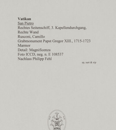 Rückseite von ICCD [https://www.deutsche-digitale-bibliothek.de/content/lizenzen/rv-ez/] Grabmonument Papst Gregor XIII.Magnificenza - Ansicht von links, bh583141_recto. Foto.