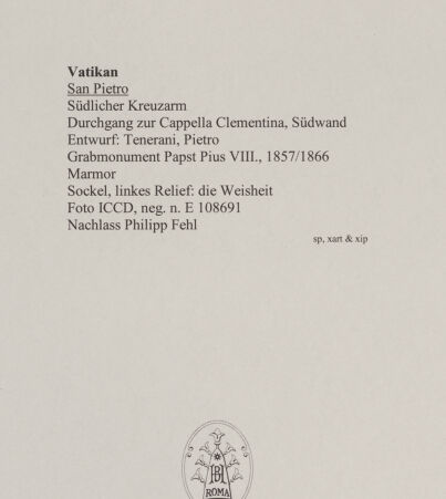 Rückseite von ICCD [https://www.deutsche-digitale-bibliothek.de/content/lizenzen/rv-ez/] Grabmal von Papst Pius VIII. Albani - , bh583308_recto. Foto.