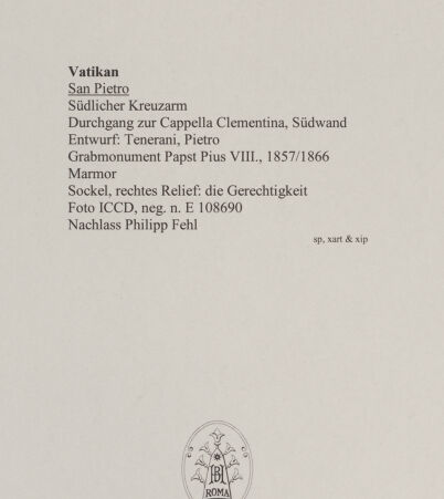 Rückseite von ICCD [https://www.deutsche-digitale-bibliothek.de/content/lizenzen/rv-ez/] Grabmal von Papst Pius VIII. Albani - , bh583309_recto. Foto.