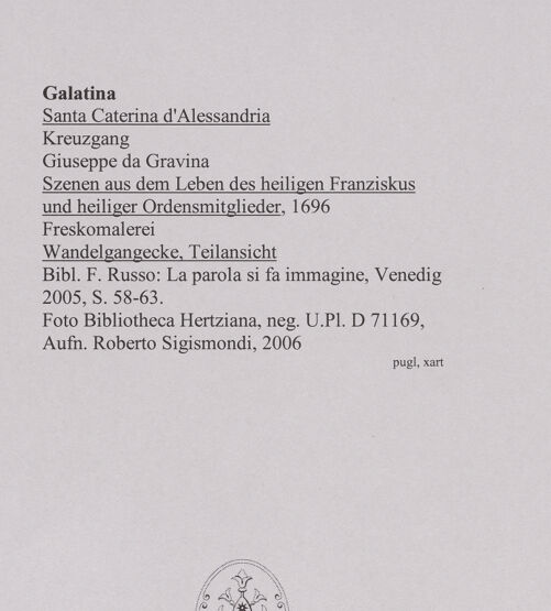 Rückseite von Bibliotheca Hertziana [http://creativecommons.org/licenses/by-nc-sa/4.0/] Convento di Santa Caterina d'AlessandriaChiostroSüdgalerie - Detail von Norden (südwestliche Ecke), bh585692_recto. Foto: Sigismondi, Roberto.