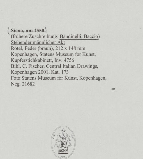 Rückseite von Statens Museum for Kunst, Kopenhagen [https://www.deutsche-digitale-bibliothek.de/content/lizenzen/rv-fz/] Stehender männlicher Akt - , bh585964_recto. Foto.