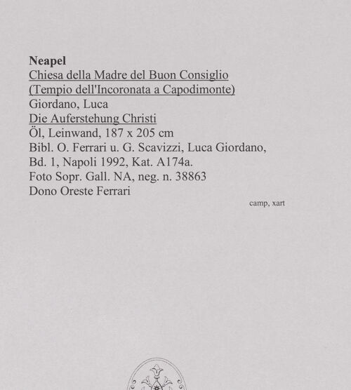 Rückseite von Sopr. BAS NA [https://www.deutsche-digitale-bibliothek.de/content/lizenzen/rv-ez/] Die Auferstehung Christi - Gesamtansicht, bh586380_recto. Foto.