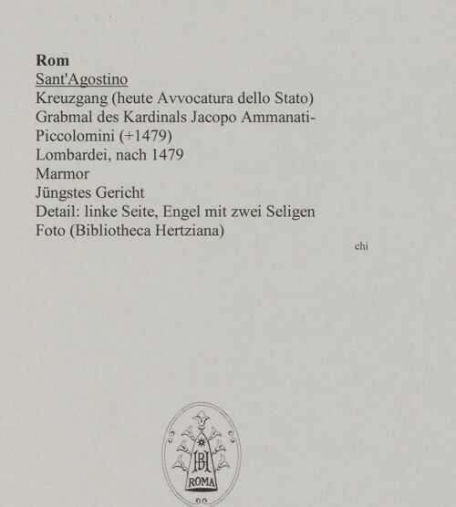 Rückseite von unbekannt [https://www.deutsche-digitale-bibliothek.de/content/lizenzen/rv-fz/] Grabmal des Kardinals Jacopo Ammanati-Piccolomini (+1479)Jüngstes Gericht - Detail: linke Seite, Engel mit zwei Seligen, bh586400_recto. Foto.