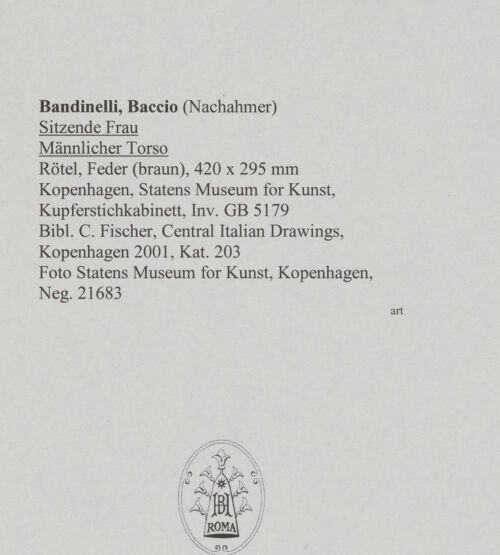 Rückseite von Statens Museum for Kunst, Kopenhagen [https://www.deutsche-digitale-bibliothek.de/content/lizenzen/rv-fz/] Sitzende Frau nach Rechts und Männlicher Torso - , bh586480_recto. Foto.