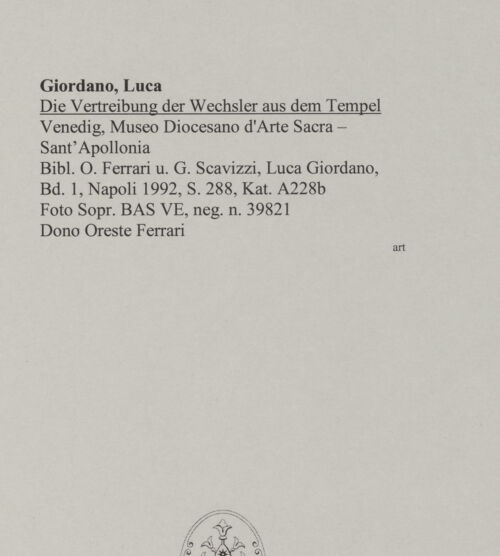 Rückseite von Sopr. BAS VE [https://www.deutsche-digitale-bibliothek.de/content/lizenzen/rv-ez/] Die Vertreibung der Wechsler aus dem Tempel - , bh586768_recto. Foto.