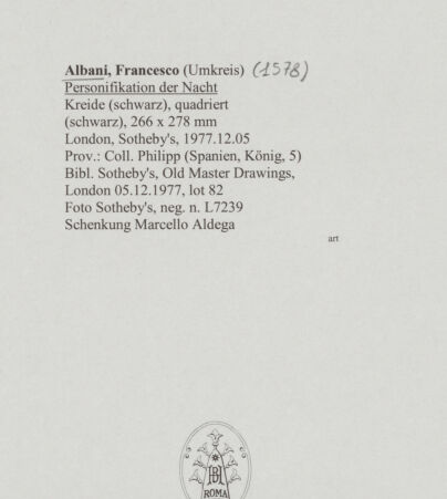 Rückseite von Sotheby's [https://www.deutsche-digitale-bibliothek.de/content/lizenzen/rv-ez/] Personifikation der Nacht - , bh586945_recto. Foto.