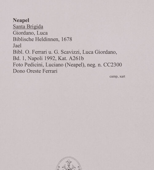 Rückseite von Pedicini, Luciano [https://www.deutsche-digitale-bibliothek.de/content/lizenzen/rv-ez/] Biblische HeldinnenJael - Gesamtansicht, bh587149_recto. Foto: Pedicini, Luciano.