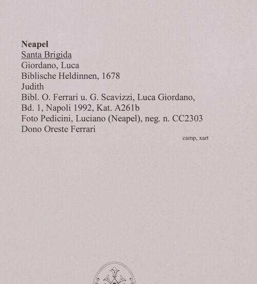 Rückseite von Pedicini, Luciano [https://www.deutsche-digitale-bibliothek.de/content/lizenzen/rv-ez/] Biblische HeldinnenJudith - Gesamtansicht, bh587151_recto. Foto: Pedicini, Luciano.