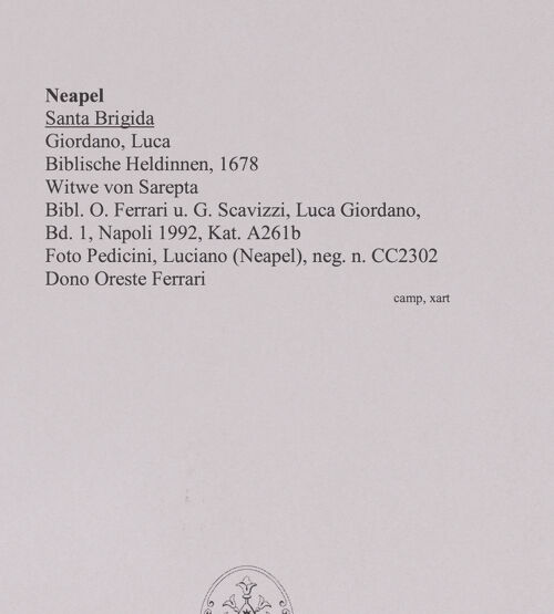 Rückseite von Pedicini, Luciano [https://www.deutsche-digitale-bibliothek.de/content/lizenzen/rv-ez/] Biblische HeldinnenWitwe von Sarepta - Gesamtansicht, bh587152_recto. Foto: Pedicini, Luciano.