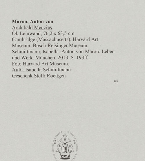 Rückseite von Harvard Art Museum [https://www.deutsche-digitale-bibliothek.de/content/lizenzen/rv-ez/] Archibald Menzies - , bh588541_recto. Foto: Schmittmann, Isabella.