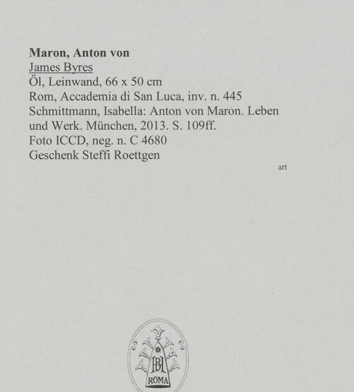 Rückseite von ICCD [https://www.deutsche-digitale-bibliothek.de/content/lizenzen/rv-ez/] James Byres - , bh588542_recto. Foto.