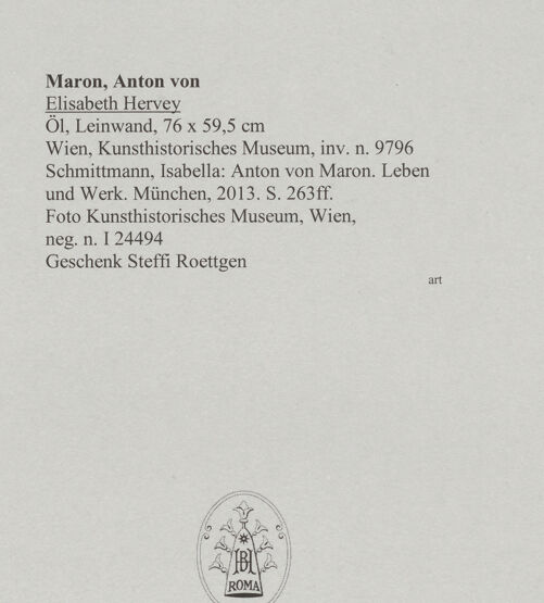 Rückseite von Kunsthistorisches Museum, Wien [https://www.deutsche-digitale-bibliothek.de/content/lizenzen/rv-ez/] Elisabeth Hervey - , bh588559_recto. Foto.