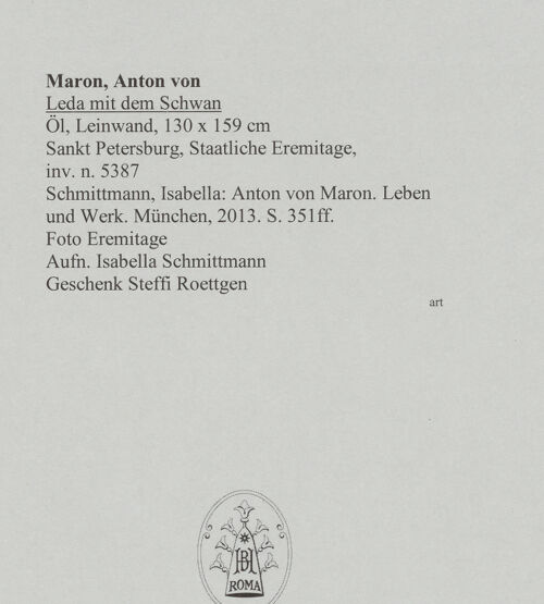 Rückseite von Eremitage [https://www.deutsche-digitale-bibliothek.de/content/lizenzen/rv-ez/] Leda mit dem Schwan - , bh588567_recto. Foto: Schmittmann, Isabella.