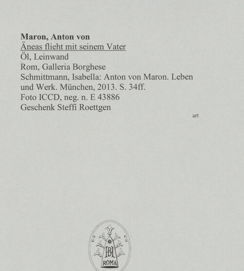 Rückseite von ICCD [https://www.deutsche-digitale-bibliothek.de/content/lizenzen/rv-ez/] Äneas flieht mit seinem Vater - , bh588570_recto. Foto.