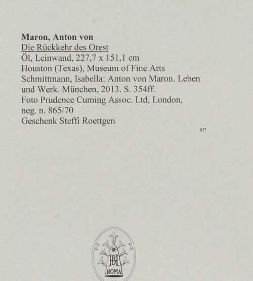 Rückseite von Prudence Cuming Assoc. Ltd, London [https://www.deutsche-digitale-bibliothek.de/content/lizenzen/rv-ez/] Die Rückkehr des Orest - , bh588573_recto. Foto.