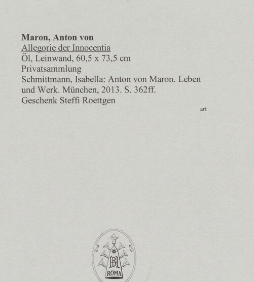 Rückseite von unbekannt [https://www.deutsche-digitale-bibliothek.de/content/lizenzen/rv-ez/] Allegorie der Innocentia - , bh588575_recto. Foto.