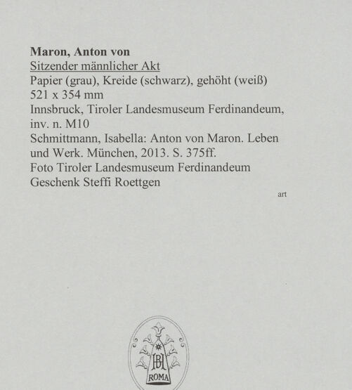 Rückseite von Tiroler Landesmuseum Ferdinandeum [https://www.deutsche-digitale-bibliothek.de/content/lizenzen/rv-ez/] Sitzender männlicher Akt - , bh588583_recto. Foto.