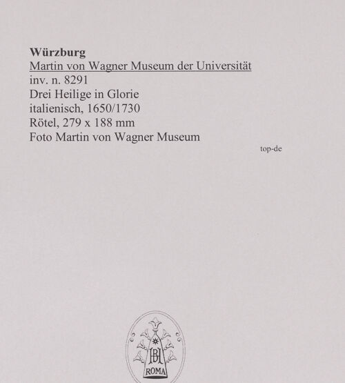 Rückseite von Martin von Wagner Museum [https://www.deutsche-digitale-bibliothek.de/content/lizenzen/rv-ez/] Drei Heilige in Glorie - , bh588724_recto. Foto.