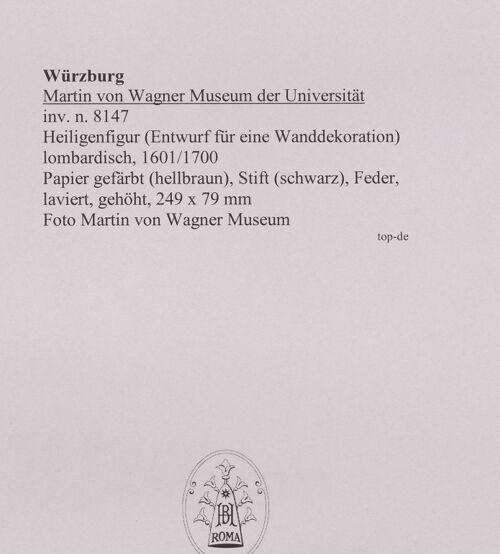 Rückseite von Martin von Wagner Museum [https://www.deutsche-digitale-bibliothek.de/content/lizenzen/rv-ez/] Heiligenfigur (Entwurf für eine Wanddekoration) - , bh588726_recto. Foto.