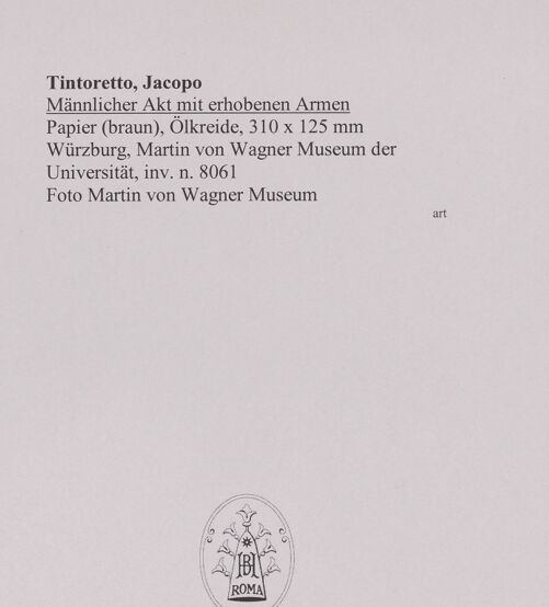 Rückseite von Martin von Wagner Museum [https://www.deutsche-digitale-bibliothek.de/content/lizenzen/rv-ez/] Männlicher Akt mit erhobenen Armen - , bh588733_recto. Foto.