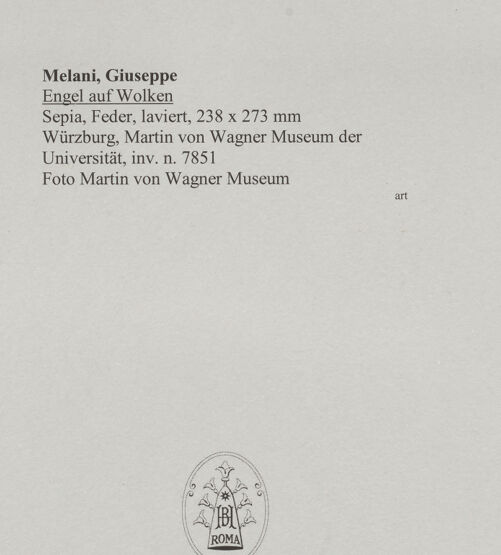 Rückseite von Martin von Wagner Museum [https://www.deutsche-digitale-bibliothek.de/content/lizenzen/rv-ez/] Engel auf Wolken - , bh588759_recto. Foto.