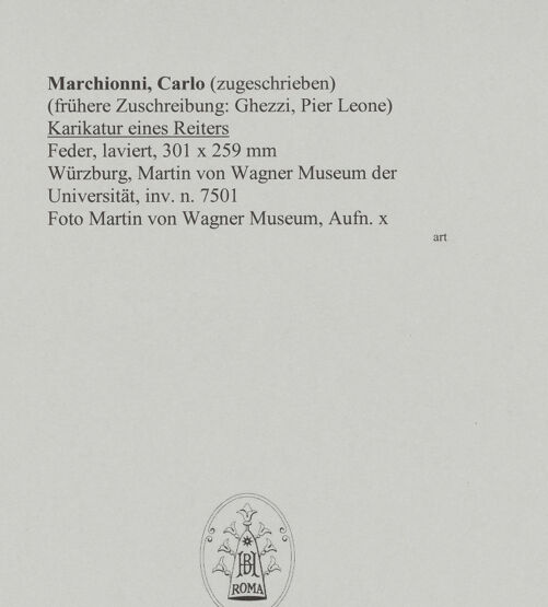 Rückseite von Martin von Wagner Museum [https://www.deutsche-digitale-bibliothek.de/content/lizenzen/rv-ez/] Karikatur eines Reiters - , bh588791_recto. Foto.
