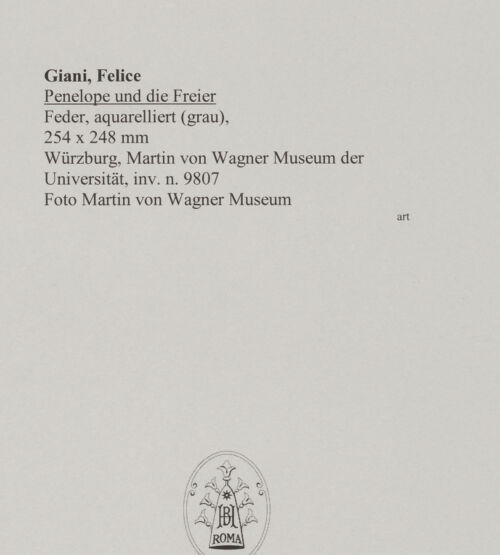 Rückseite von Martin von Wagner Museum [https://www.deutsche-digitale-bibliothek.de/content/lizenzen/rv-ez/] Penelope und die Freier - , bh588802_recto. Foto.