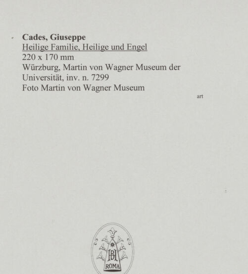 Rückseite von Martin von Wagner Museum [https://www.deutsche-digitale-bibliothek.de/content/lizenzen/rv-ez/] Heilige Familie, Heilige und Engel - , bh588889_recto. Foto.