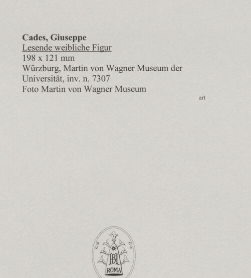 Rückseite von Martin von Wagner Museum [https://www.deutsche-digitale-bibliothek.de/content/lizenzen/rv-ez/] Lesende weibliche Figur - , bh588892_recto. Foto.