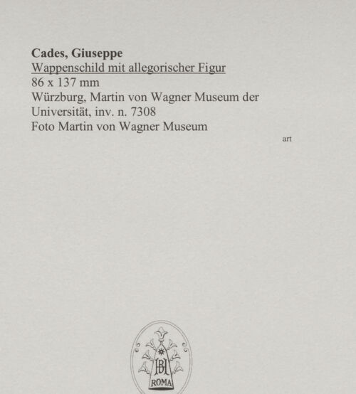 Rückseite von Martin von Wagner Museum [https://www.deutsche-digitale-bibliothek.de/content/lizenzen/rv-ez/] Wappenschild mit allegorischer Figur - , bh588893_recto. Foto.