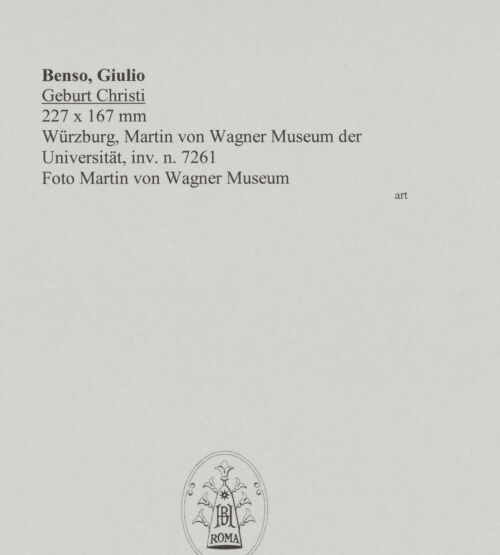 Rückseite von Martin von Wagner Museum [https://www.deutsche-digitale-bibliothek.de/content/lizenzen/rv-ez/] Geburt Christi - , bh588908_recto. Foto.