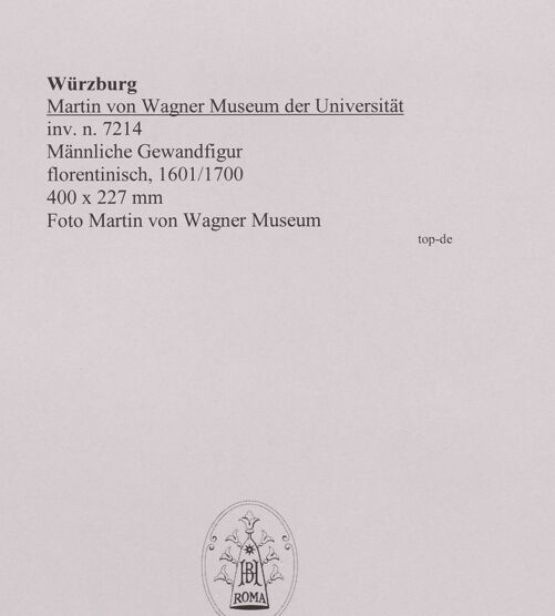 Rückseite von Martin von Wagner Museum [https://www.deutsche-digitale-bibliothek.de/content/lizenzen/rv-ez/] Männliche Gewandfigur - , bh588915_recto. Foto.