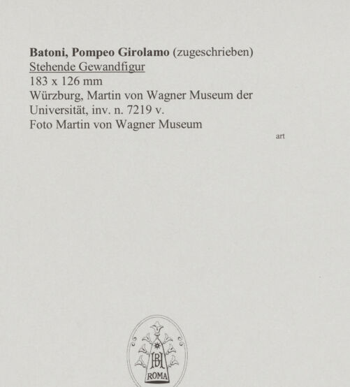 Rückseite von Martin von Wagner Museum [https://www.deutsche-digitale-bibliothek.de/content/lizenzen/rv-ez/] Stehende Gewandfigur - , bh588917_recto. Foto.