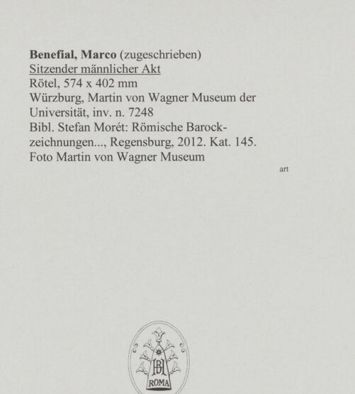 Rückseite von Martin von Wagner Museum [https://www.deutsche-digitale-bibliothek.de/content/lizenzen/rv-ez/] Sitzender männlicher Akt - , bh588945_recto. Foto.