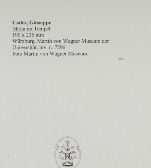 Rückseite von Martin von Wagner Museum [https://www.deutsche-digitale-bibliothek.de/content/lizenzen/rv-ez/] Maria im Tempel - , bh588948_recto. Foto.