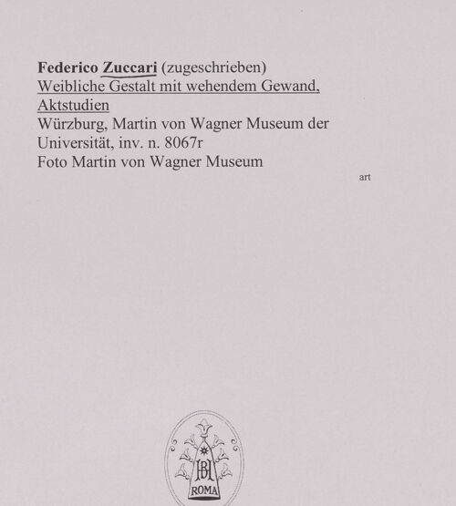 Rückseite von Martin von Wagner Museum [https://www.deutsche-digitale-bibliothek.de/content/lizenzen/rv-ez/] Weibliche Gestalt mit wehendem Gewand, Aktstudien - , bh588954_recto. Foto.