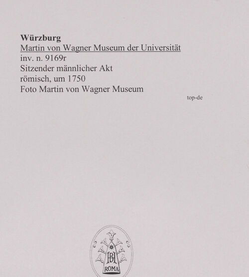 Rückseite von Martin von Wagner Museum [https://www.deutsche-digitale-bibliothek.de/content/lizenzen/rv-ez/] Sitzender männlicher Akt - , bh588957_recto. Foto.