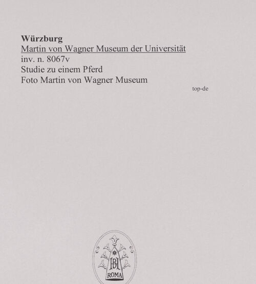 Rückseite von Martin von Wagner Museum [https://www.deutsche-digitale-bibliothek.de/content/lizenzen/rv-ez/] Studie zu einem Pferd - , bh588964_recto. Foto.